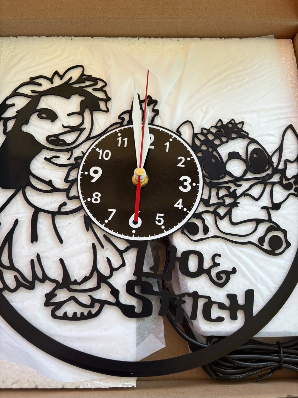 Black Lilo & Stitch Themed Wall Clock